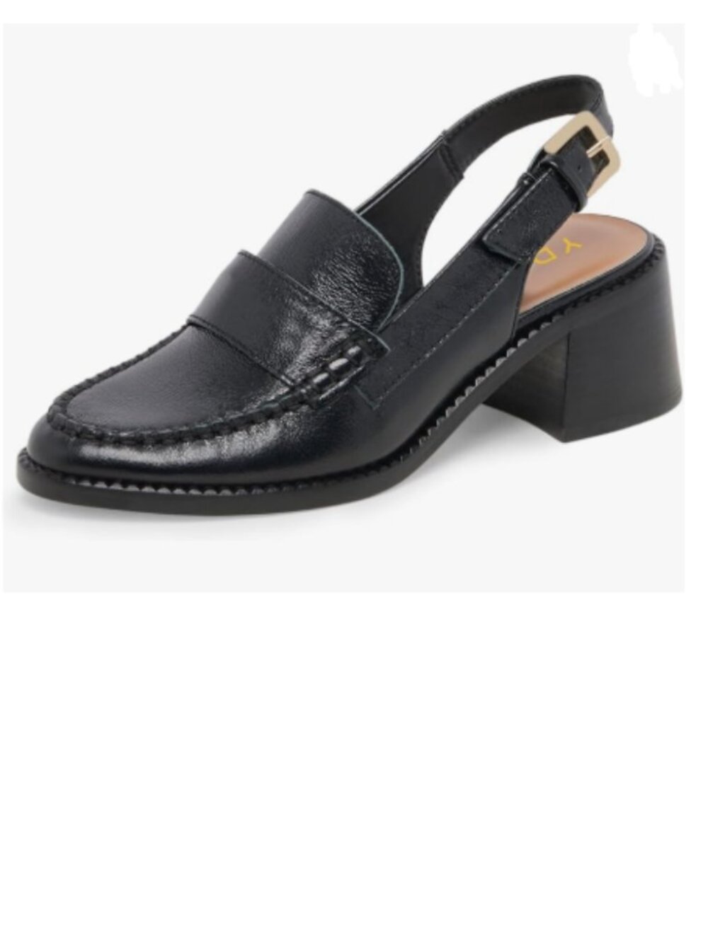 YDN Black Slingback Loafers Block Low Heels with Buckled Strap Dressy Shoes